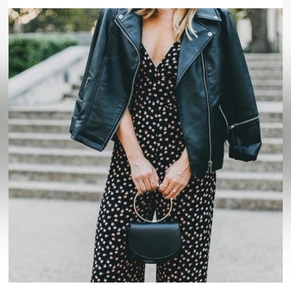 Free People Women’s Mia Empire-Waist Jumpsuit Size 6 Black & Pink Floral Print - Picture 4 of 13